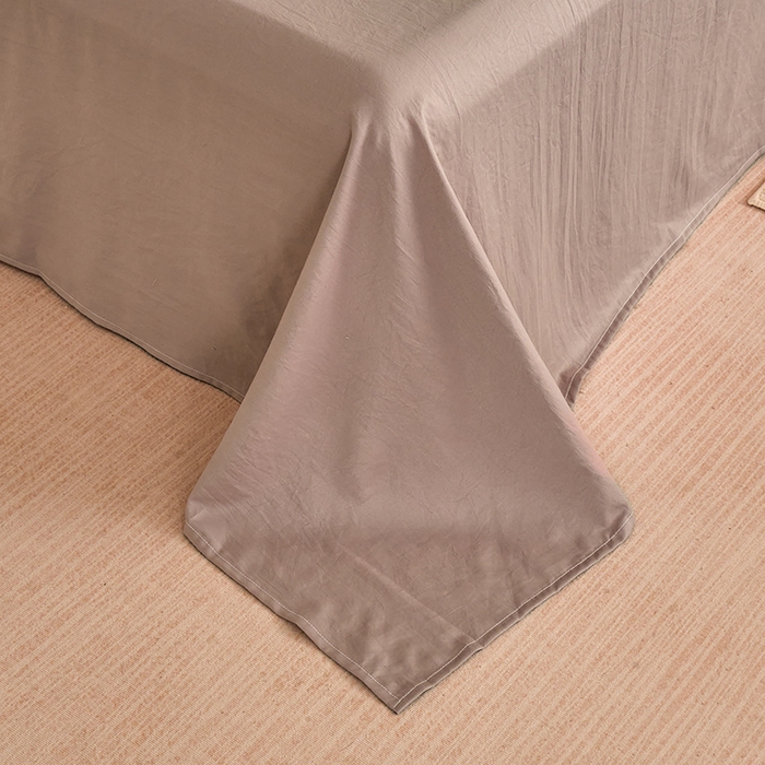 91家纺网 家纺一手货源 找家纺 卢赛尔 2026新款古法水洗仿棉云感棉学生三件套四件套 南粉-灰