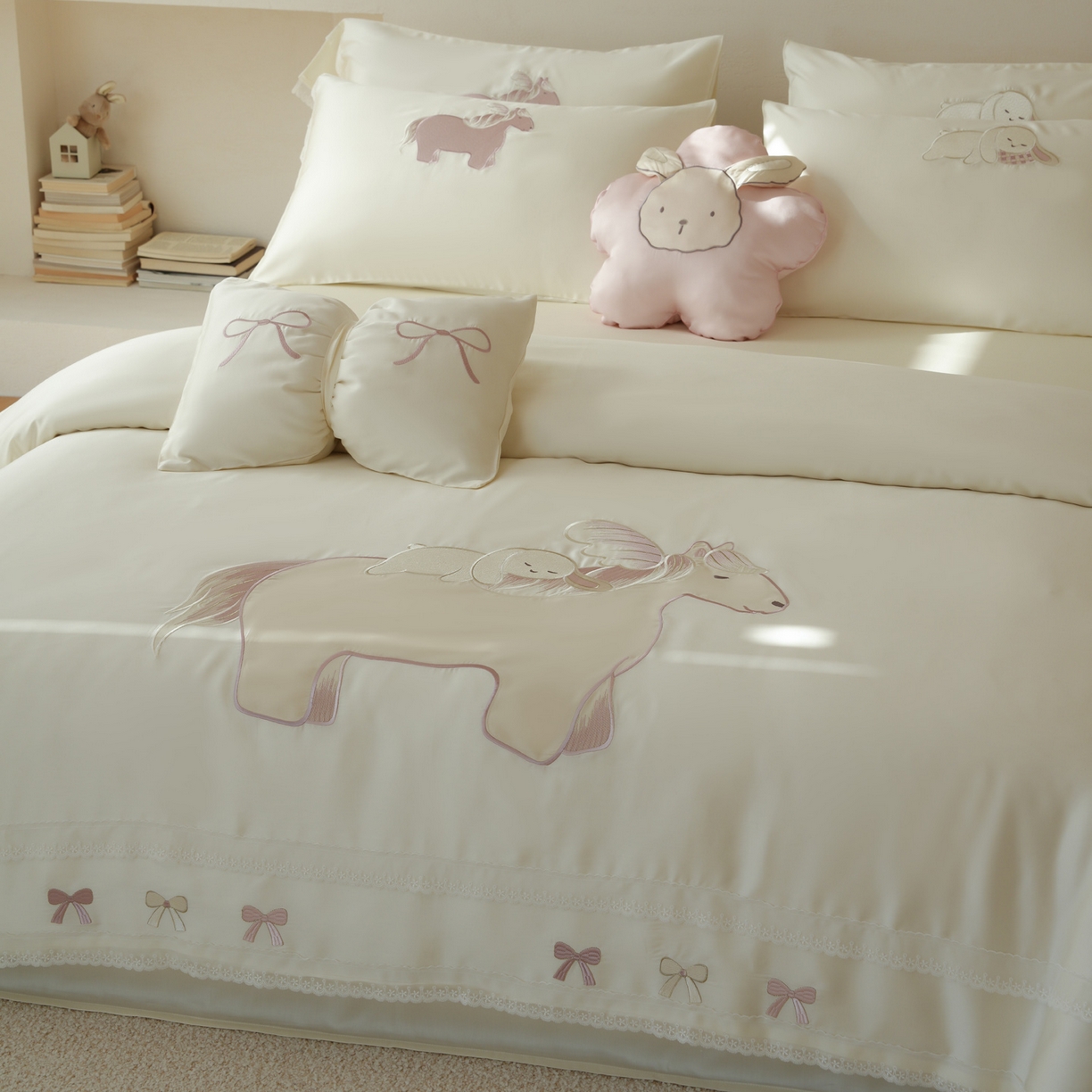 91家纺网 家纺一手货源 找家纺 简纯主义 2026新款莱赛尔纤维天丝刺绣绣花四件套以梦为马 以梦为马白