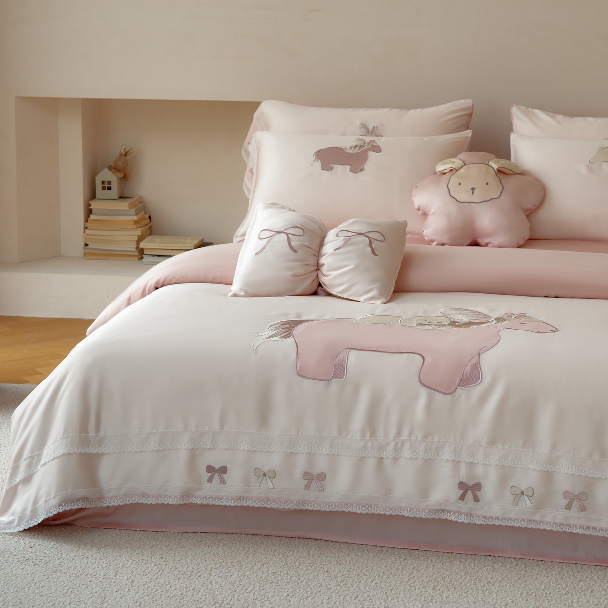 91家纺网 家纺一手货源 找家纺 简纯主义 2026新款莱赛尔纤维天丝刺绣绣花四件套以梦为马 以梦为马粉