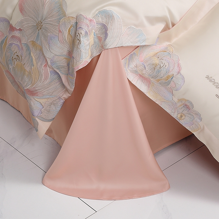 91家纺网 家纺一手货源 找家纺 （总）润锦云 2026新款A类亲肤棉高支高密刺绣四件套-繁花花溪