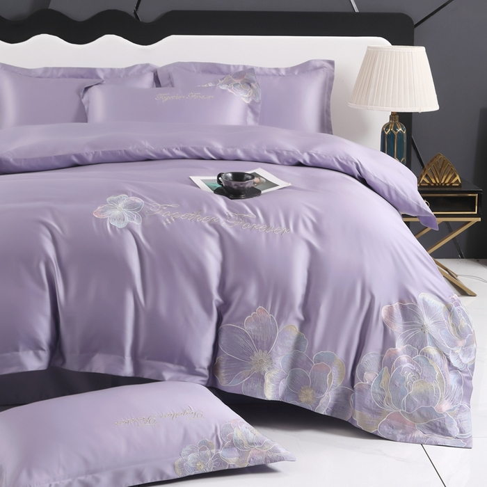 91家纺网 家纺一手货源 找家纺 （总）润锦云 2026新款A类亲肤棉高支高密刺绣四件套-繁花花溪