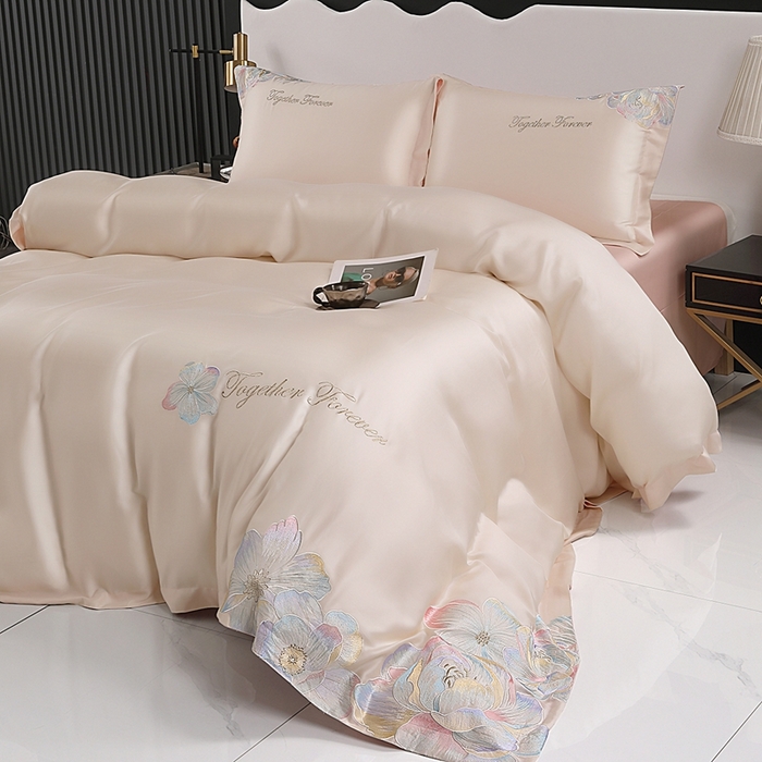 91家纺网 家纺一手货源 找家纺 （总）润锦云 2026新款A类亲肤棉高支高密刺绣四件套-繁花花溪