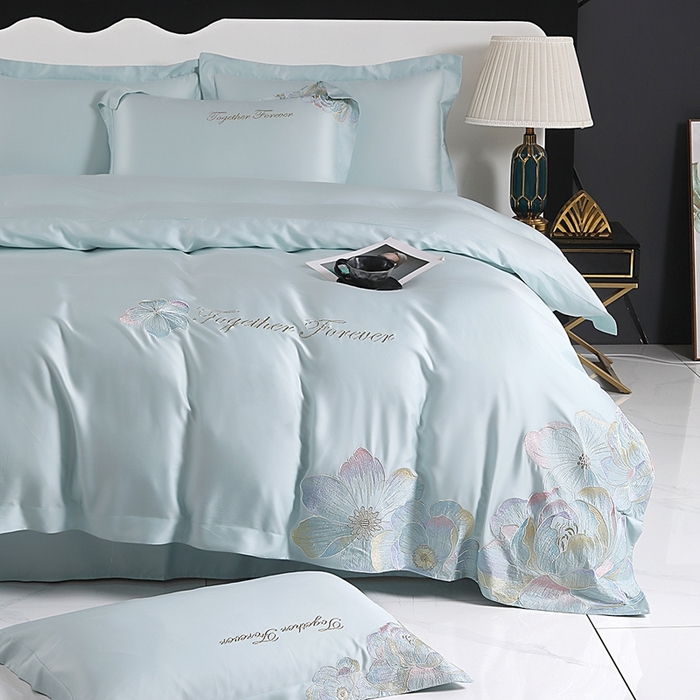 91家纺网 家纺一手货源 找家纺 （总）润锦云 2026新款A类亲肤棉高支高密刺绣四件套-繁花花溪