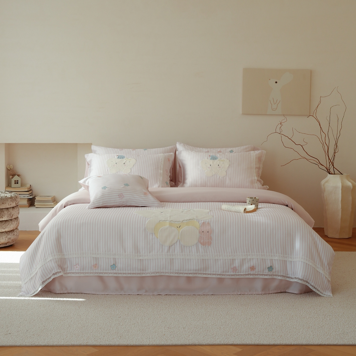 91家纺网 家纺一手货源 找家纺 （总）简纯主义 2026新款莱赛尔纤维天丝刺绣绣花四件套象北北