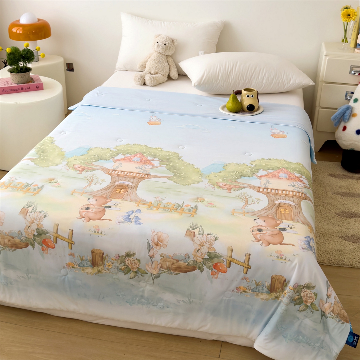 91家纺网 家纺一手货源 找家纺 岚司羽 2026新款卡通锦氨凉感夏被系列 音乐树屋