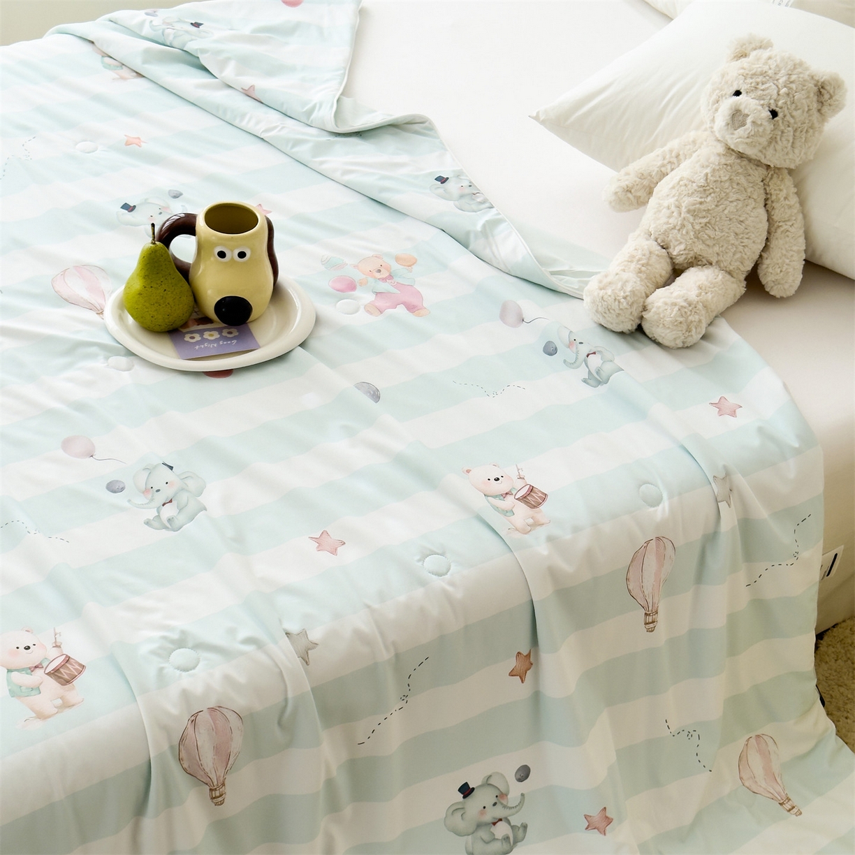 91家纺网 家纺一手货源 找家纺 岚司羽 2026新款卡通锦氨凉感夏被系列 萌宠派对 -蓝