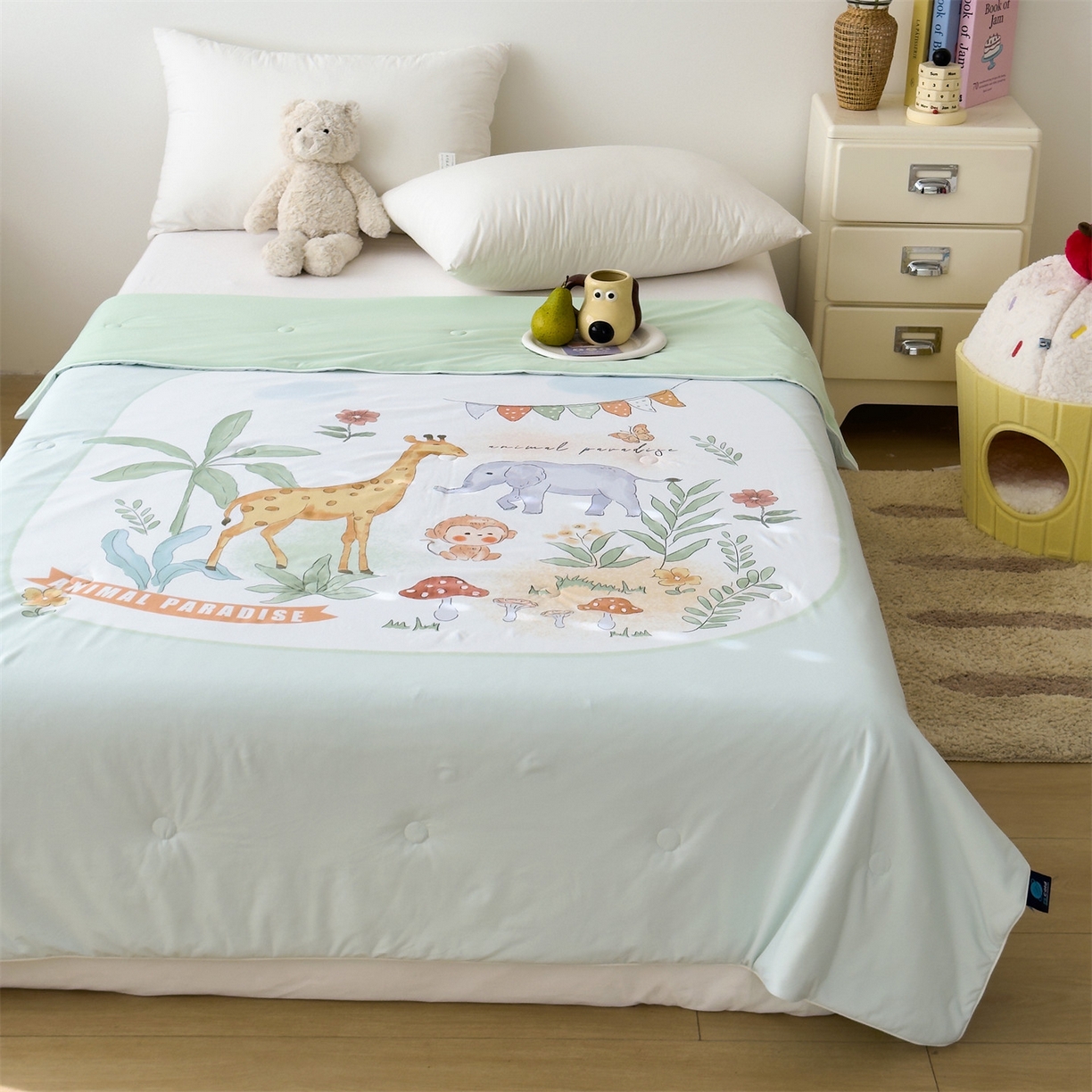 91家纺网 家纺一手货源 找家纺 岚司羽 2026新款卡通锦氨凉感夏被系列 欢乐动物会