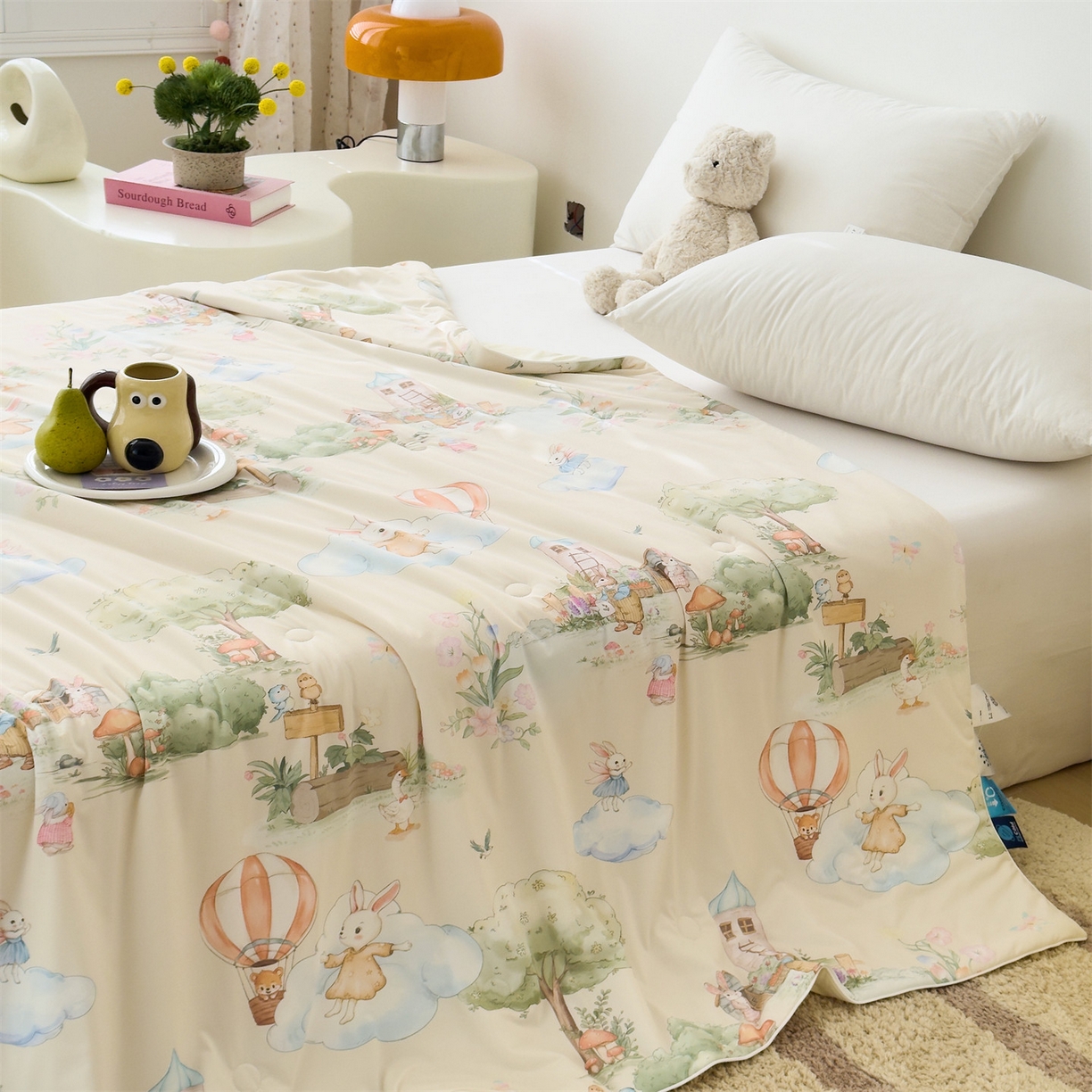 91家纺网 家纺一手货源 找家纺 岚司羽 2026新款卡通锦氨凉感夏被系列 空中城堡