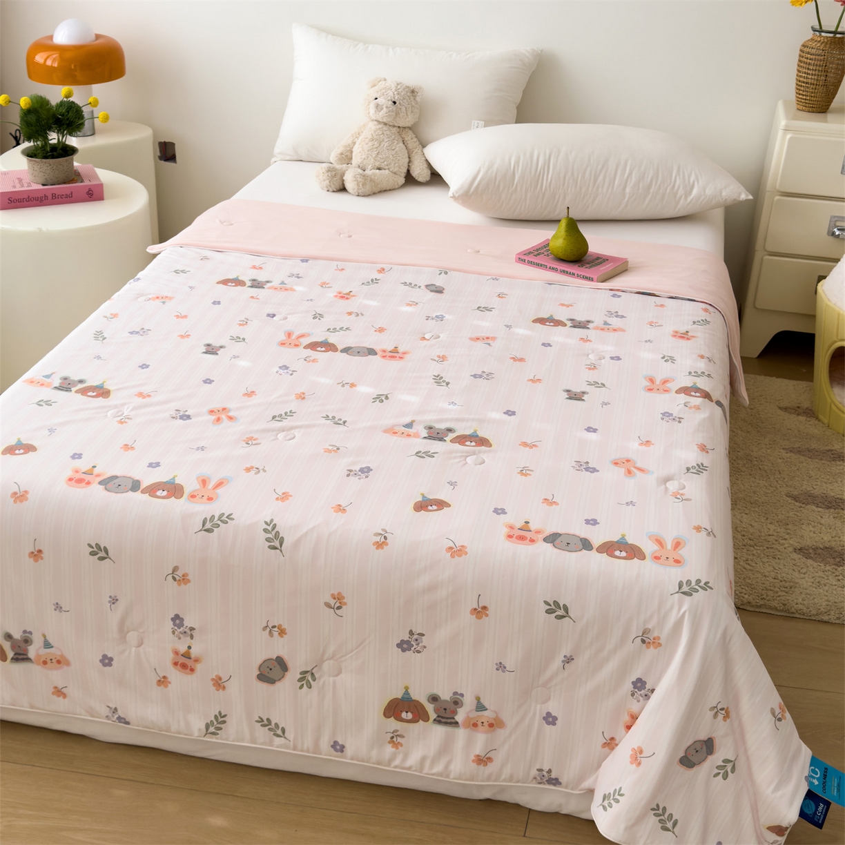 岚司羽 2026新款卡通锦氨凉感夏被系列 生日派对-粉