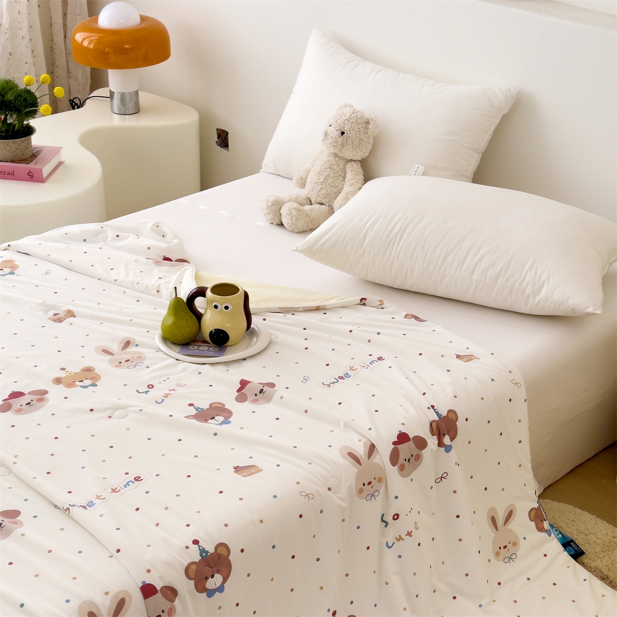 91家纺网 家纺一手货源 找家纺 岚司羽 2026新款卡通锦氨凉感夏被系列 生日派对-米