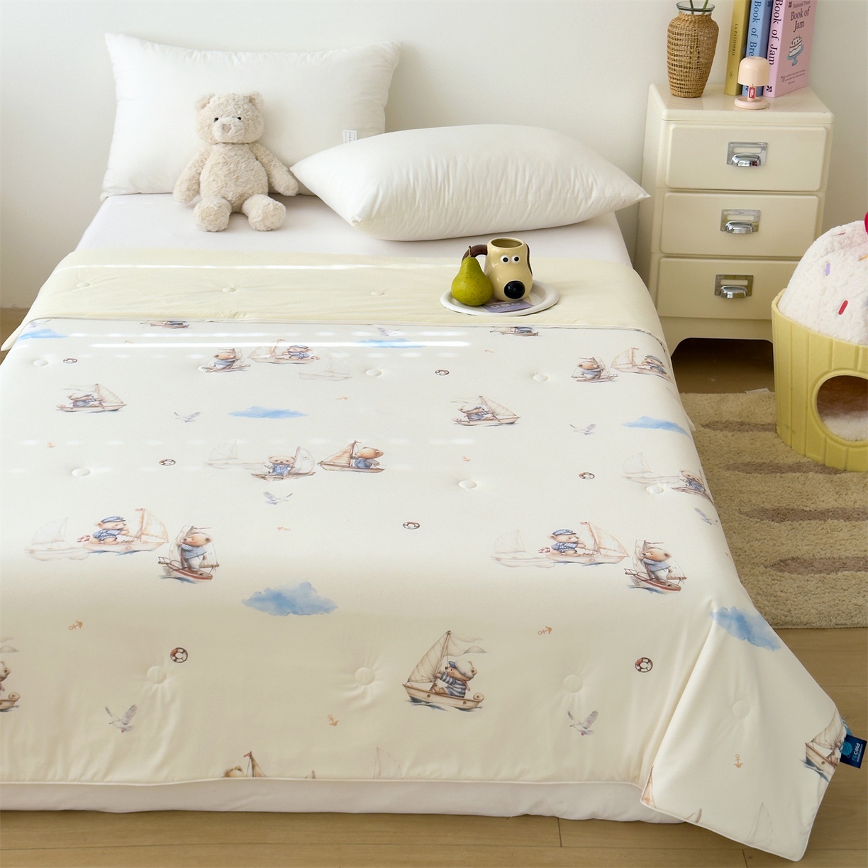 91家纺网 家纺一手货源 找家纺 岚司羽 2026新款卡通锦氨凉感夏被系列 小小航海家