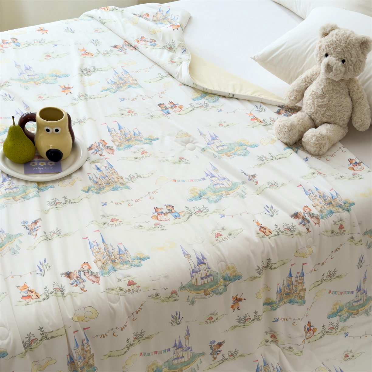 91家纺网 家纺一手货源 找家纺 岚司羽 2026新款卡通锦氨凉感夏被系列 松鼠城堡