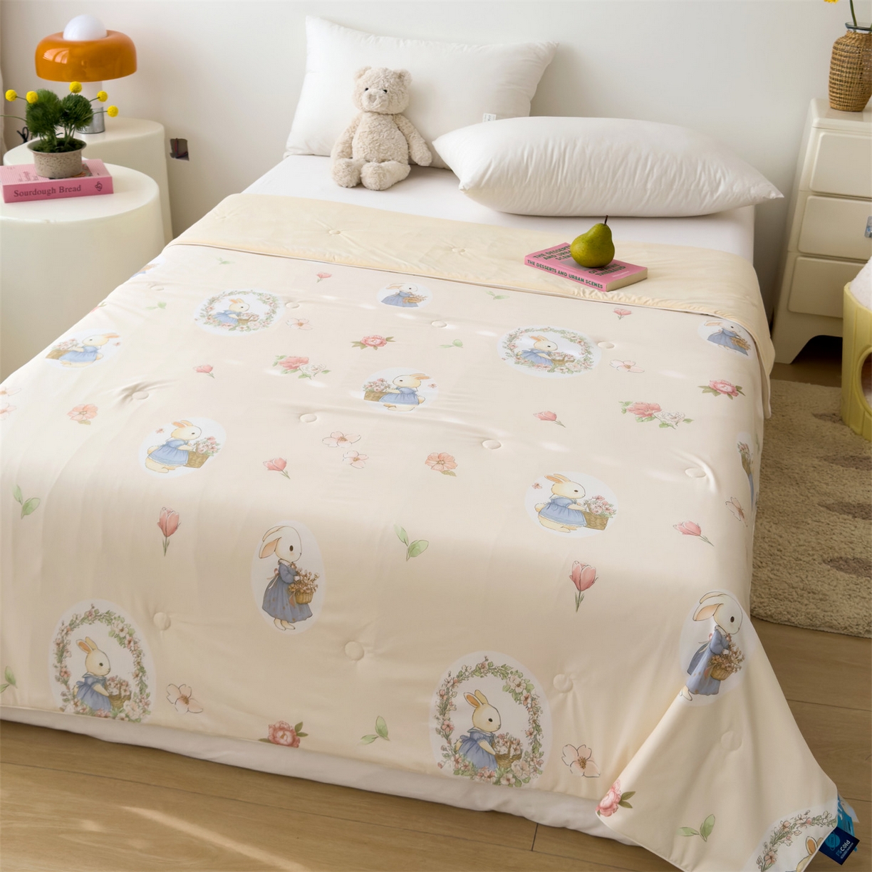 岚司羽 2026新款卡通锦氨凉感夏被系列 跳跳花园兔