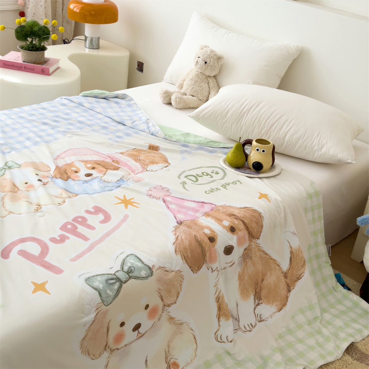 91家纺网 家纺一手货源 找家纺 岚司羽 2026新款卡通锦氨凉感夏被系列 汪仔小窝