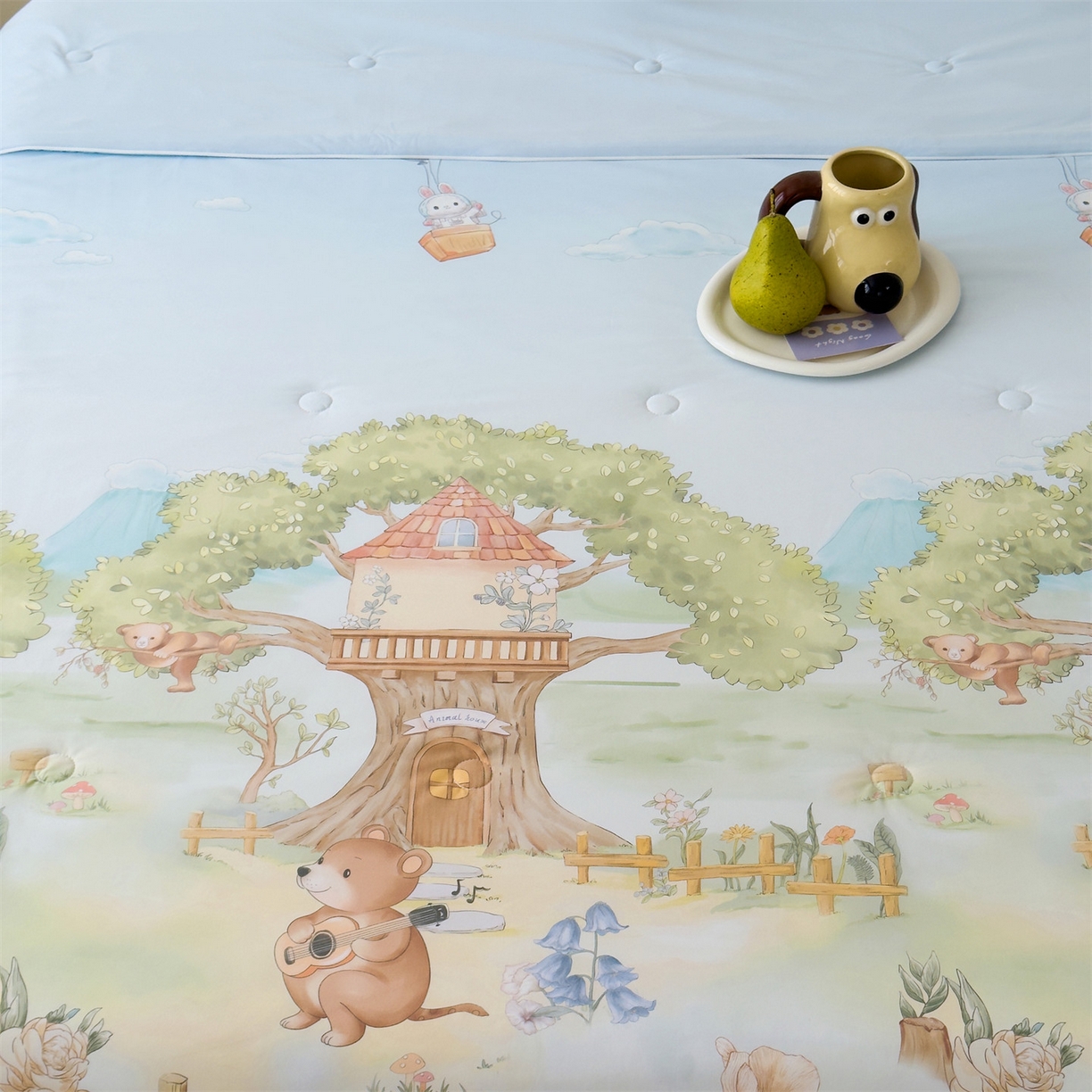 91家纺网 家纺一手货源 找家纺 岚司羽 2026新款卡通锦氨凉感夏被系列 音乐树屋