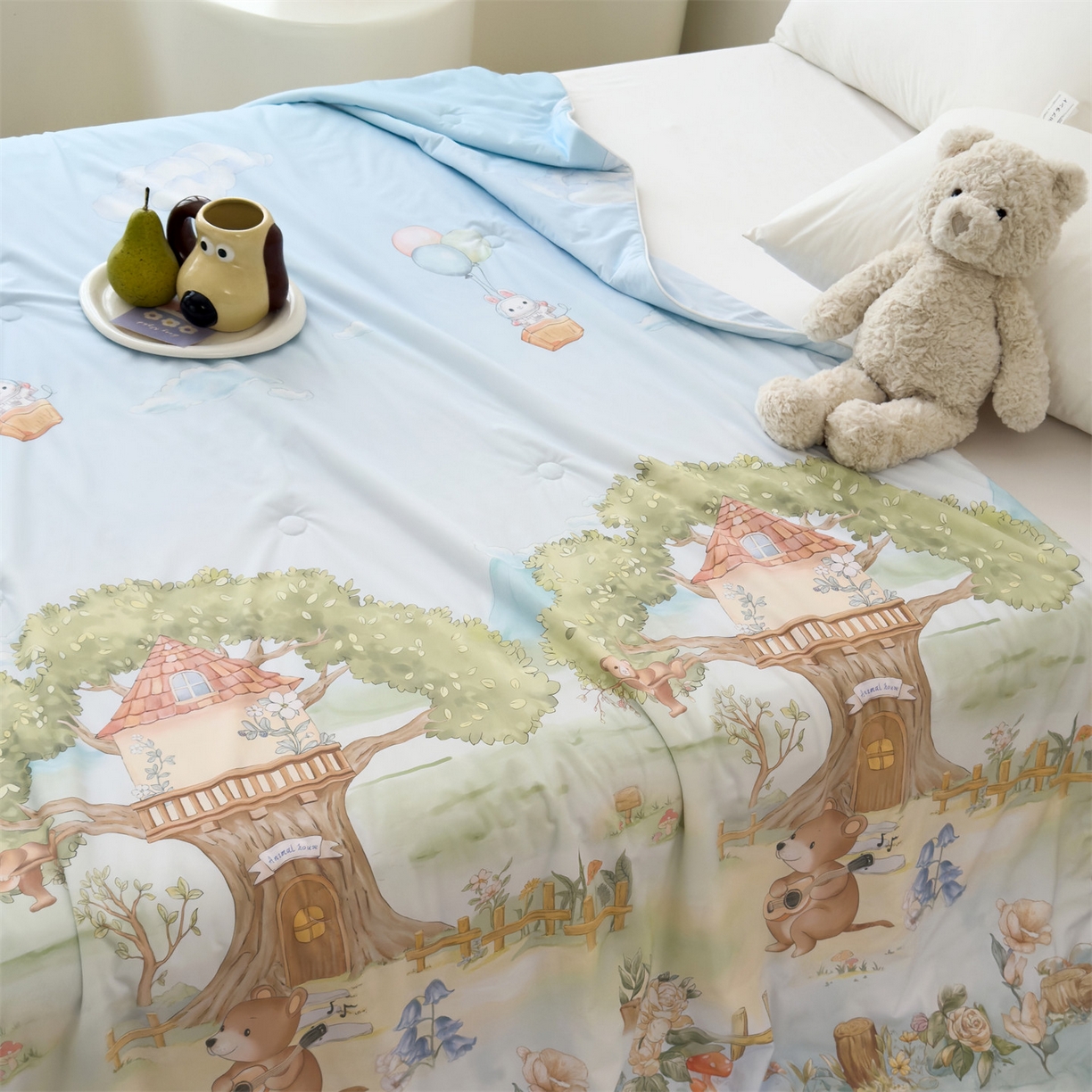 91家纺网 家纺一手货源 找家纺 岚司羽 2026新款卡通锦氨凉感夏被系列 音乐树屋