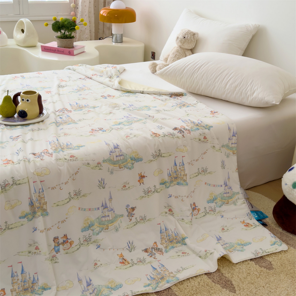 91家纺网 家纺一手货源 找家纺 岚司羽 2026新款卡通锦氨凉感夏被系列 松鼠城堡