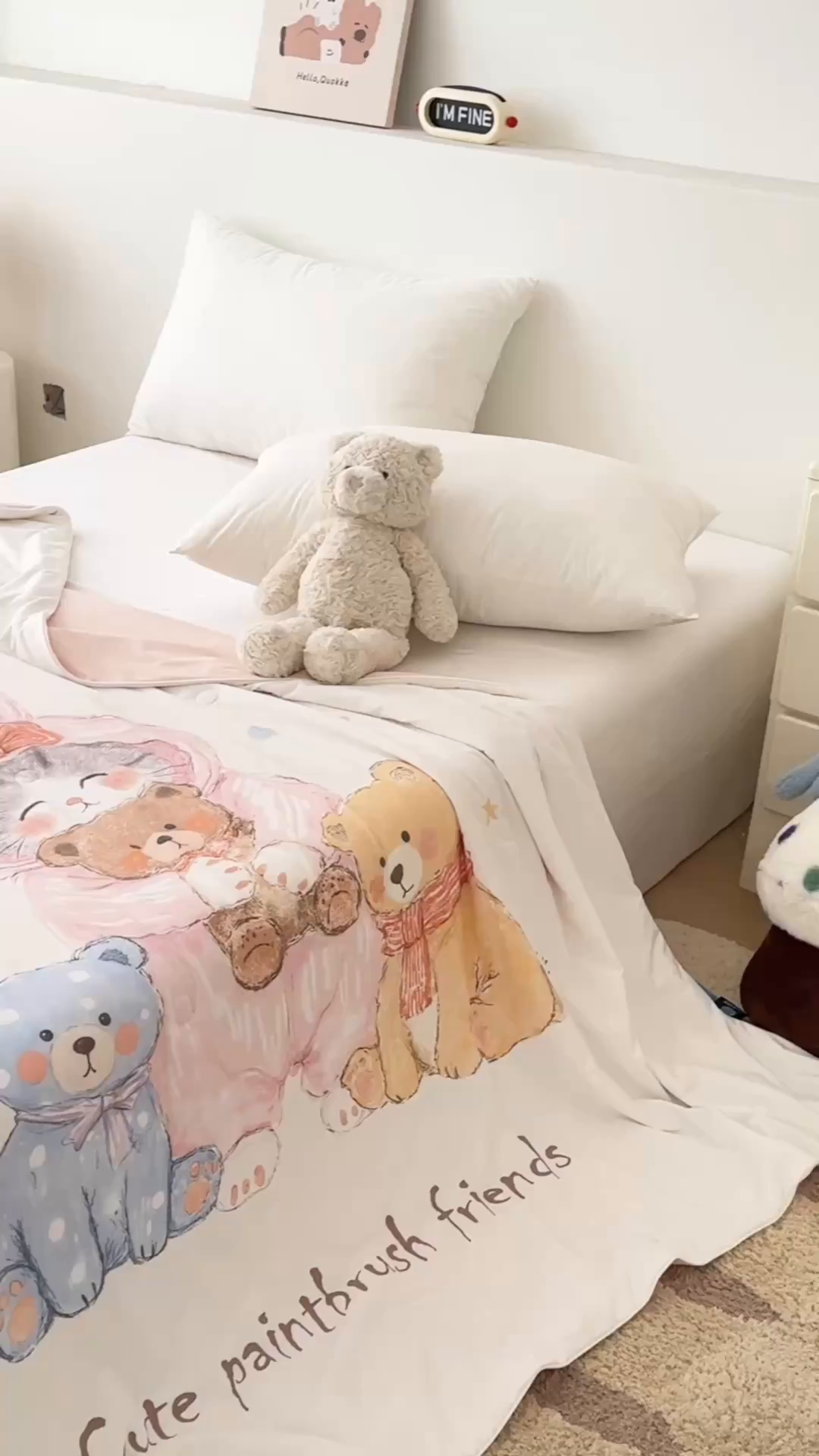 91家纺网 家纺一手货源 找家纺 岚司羽 2026新款卡通锦氨凉感夏被系列 涂鸦小熊