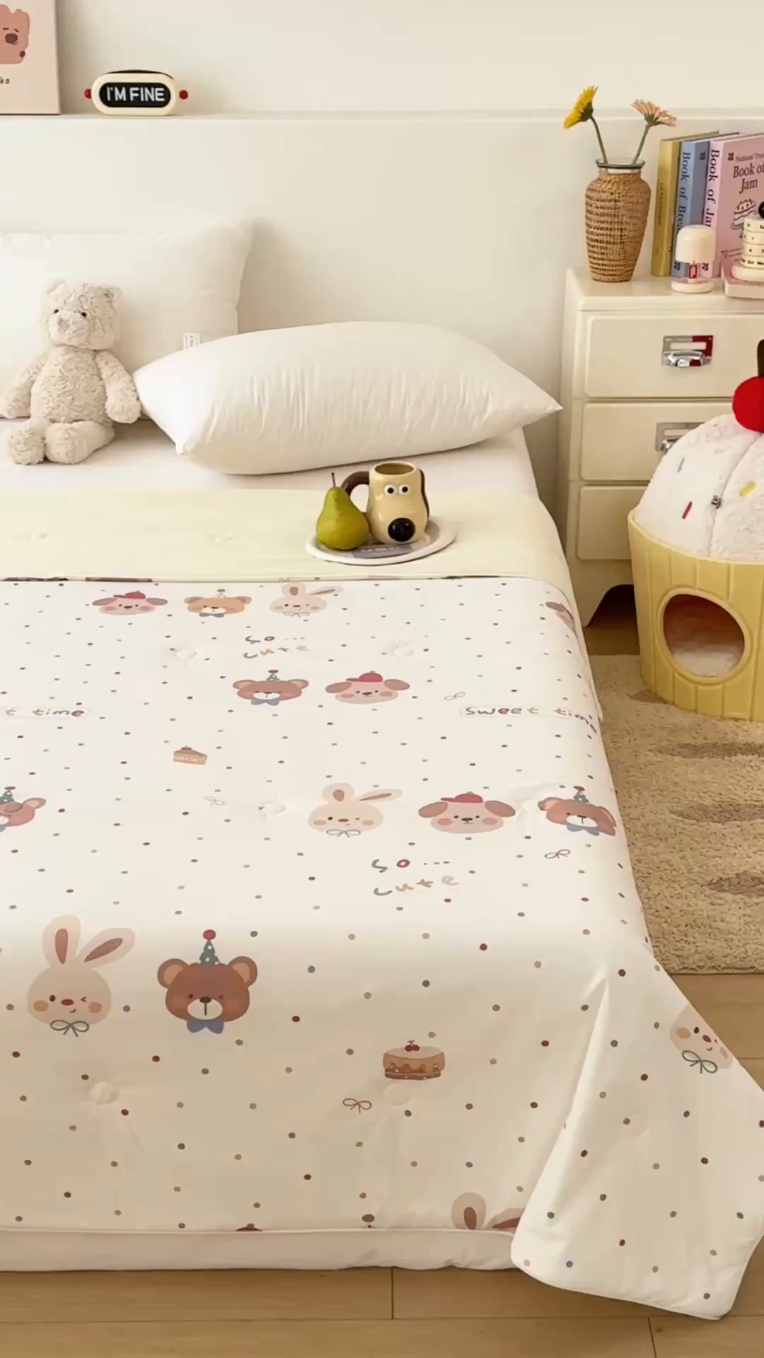 91家纺网 家纺一手货源 找家纺 岚司羽 2026新款卡通锦氨凉感夏被系列 生日派对-米