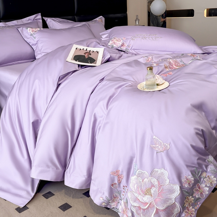 91家纺网 家纺一手货源 找家纺 （总）润锦云 2026新款A类亲肤棉精品刺绣四件套-山茶花系列