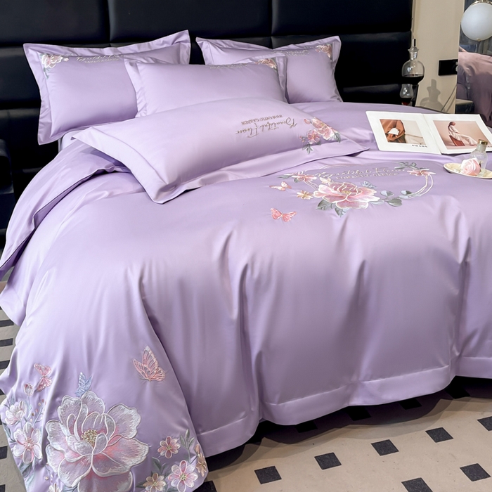 91家纺网 家纺一手货源 找家纺 （总）润锦云 2026新款A类亲肤棉精品刺绣四件套-山茶花系列