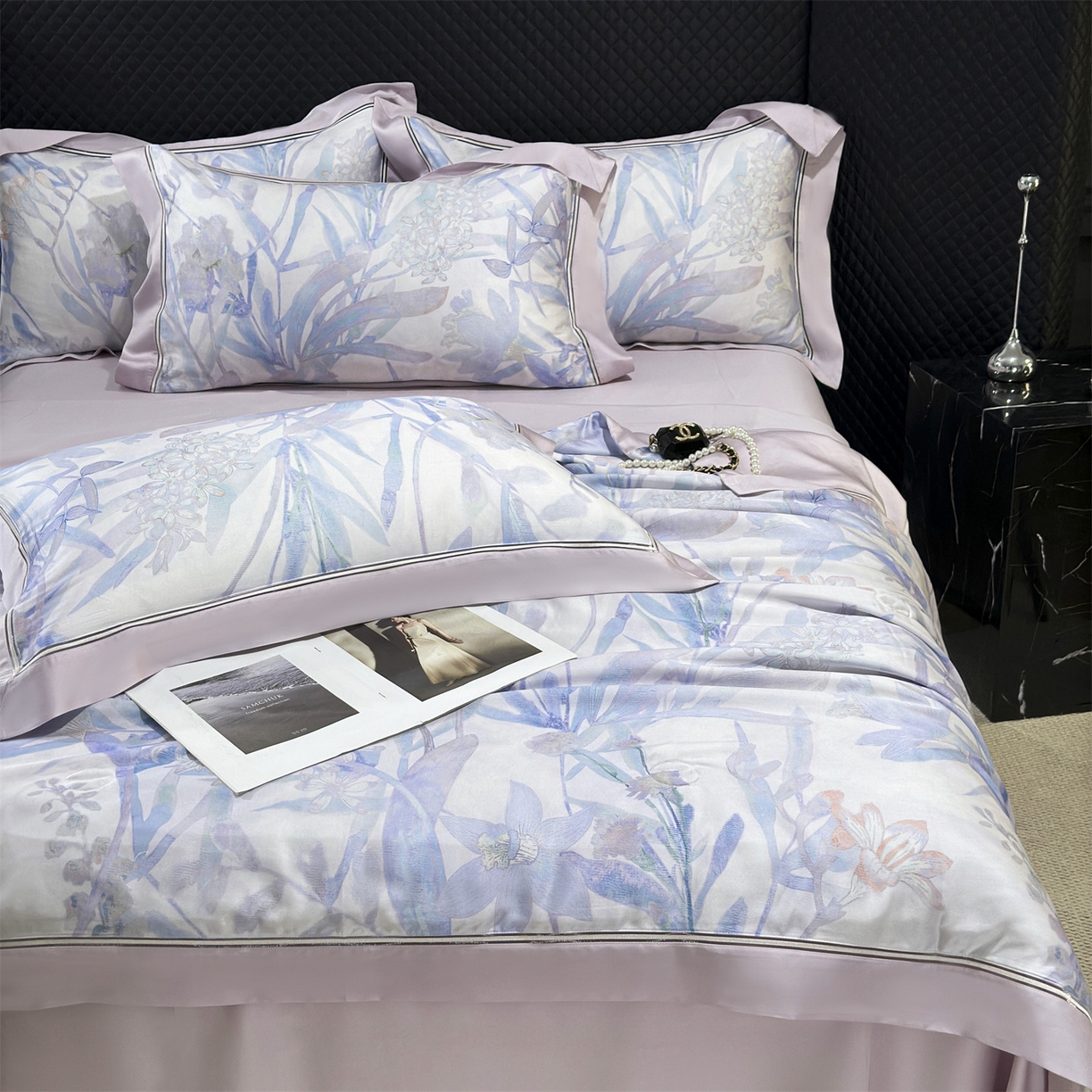 91家纺网 家纺一手货源 找家纺 岚司羽 2026春夏新款60天丝夏被四件套夏凉被空调被系列 森屿白