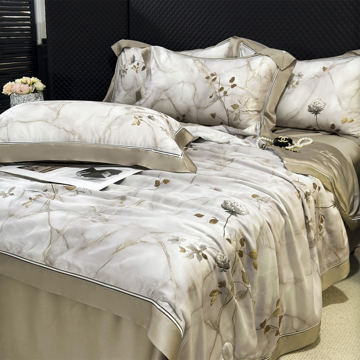 91家纺网 家纺一手货源 找家纺 岚司羽 2026春夏新款60天丝夏被四件套夏凉被空调被系列 春昼