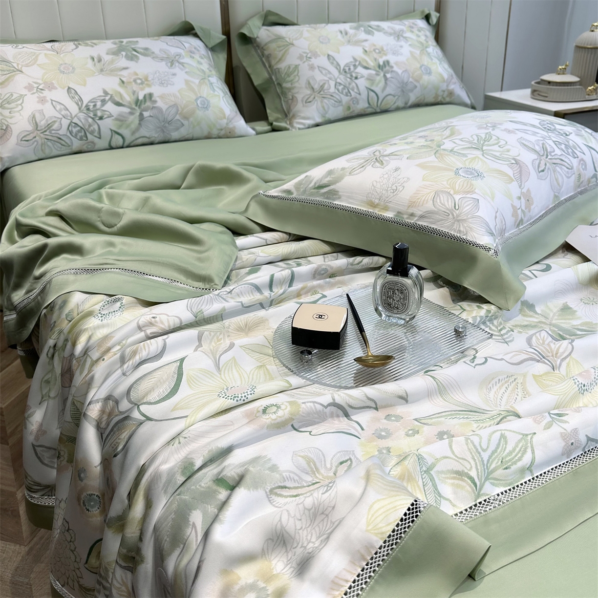 91家纺网 家纺一手货源 找家纺 岚司羽 2026春夏新款60天丝夏被四件套夏凉被空调被系列 茯苓