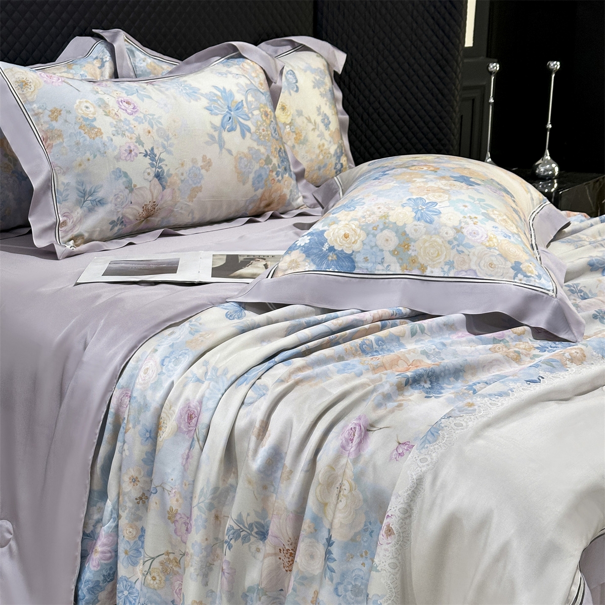 91家纺网 家纺一手货源 找家纺 岚司羽 2026春夏新款60天丝夏被四件套夏凉被空调被系列 晨曦