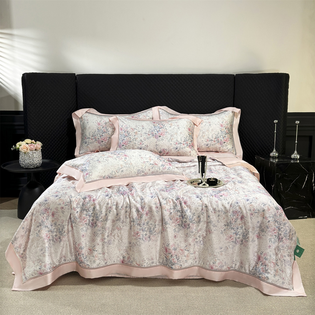 91家纺网 家纺一手货源 找家纺 岚司羽 2026春夏新款60天丝夏被四件套夏凉被空调被系列 隽永繁花