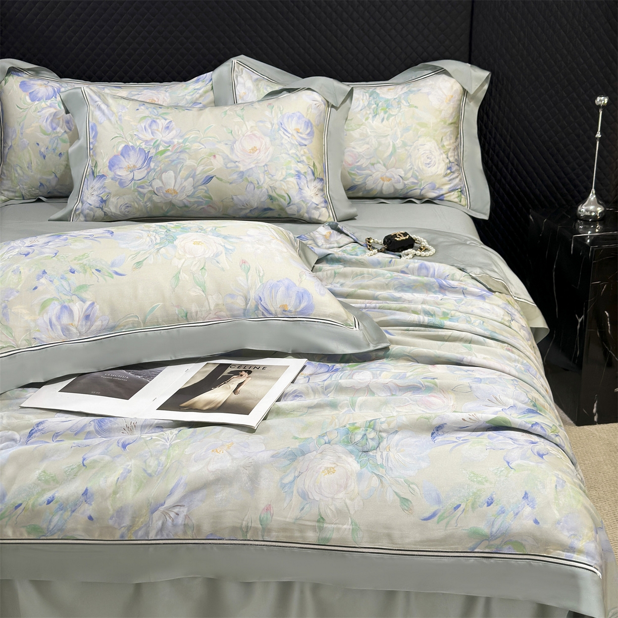 91家纺网 家纺一手货源 找家纺 岚司羽 2026春夏新款60天丝夏被四件套夏凉被空调被系列 柚青