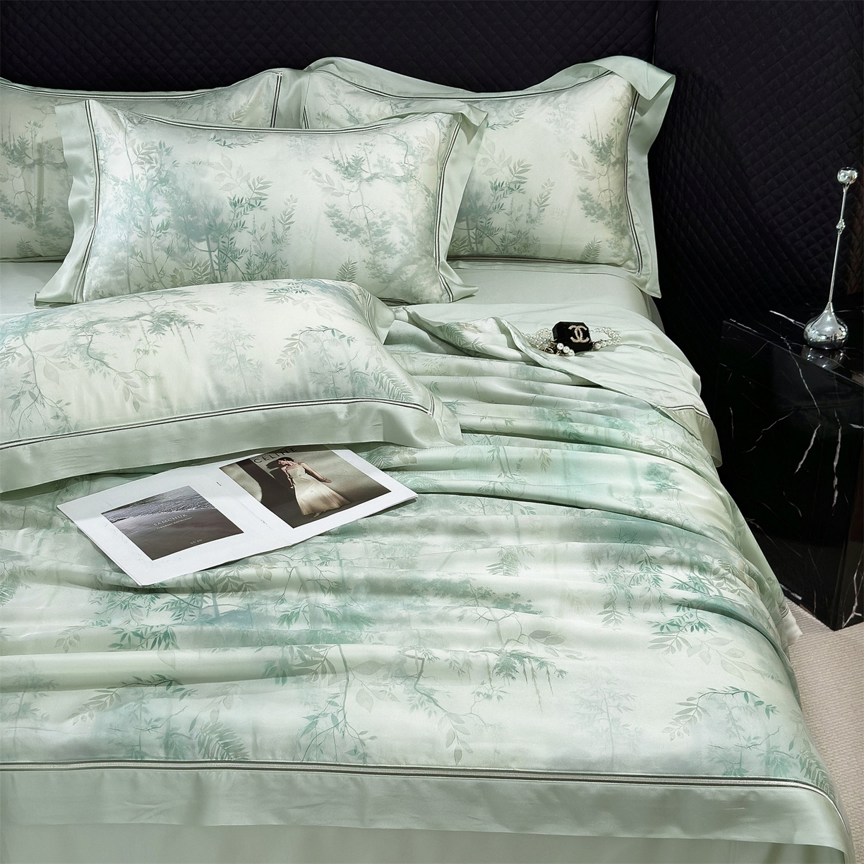 91家纺网 家纺一手货源 找家纺 岚司羽 2026春夏新款60天丝夏被四件套夏凉被空调被系列 望舒竹海