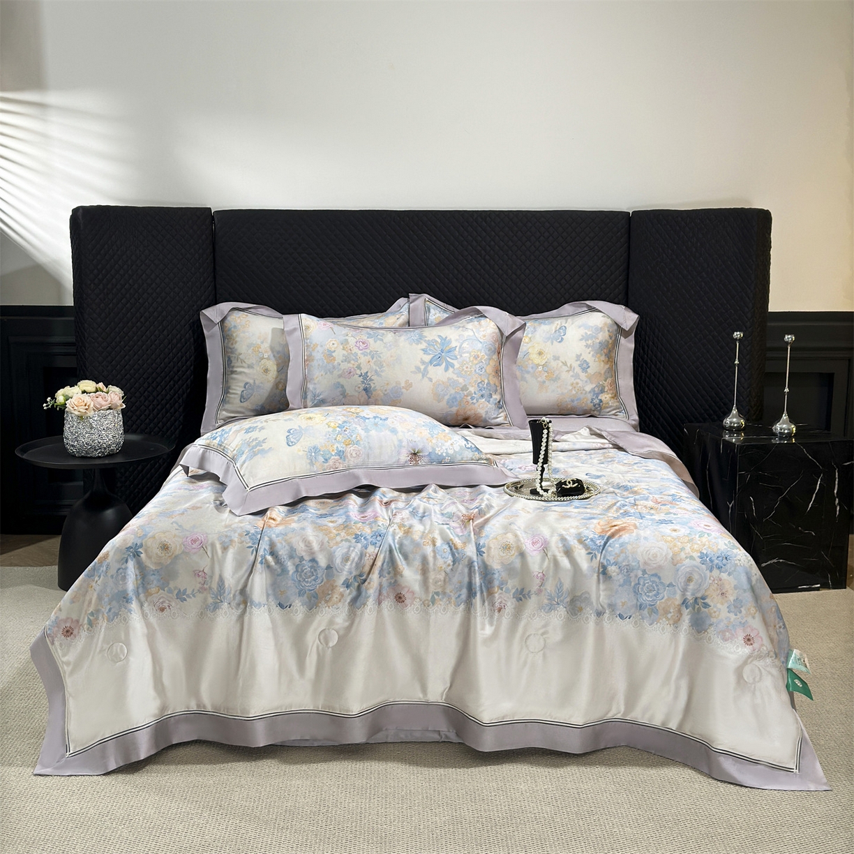 91家纺网 家纺一手货源 找家纺 岚司羽 2026春夏新款60天丝夏被四件套夏凉被空调被系列 晨曦