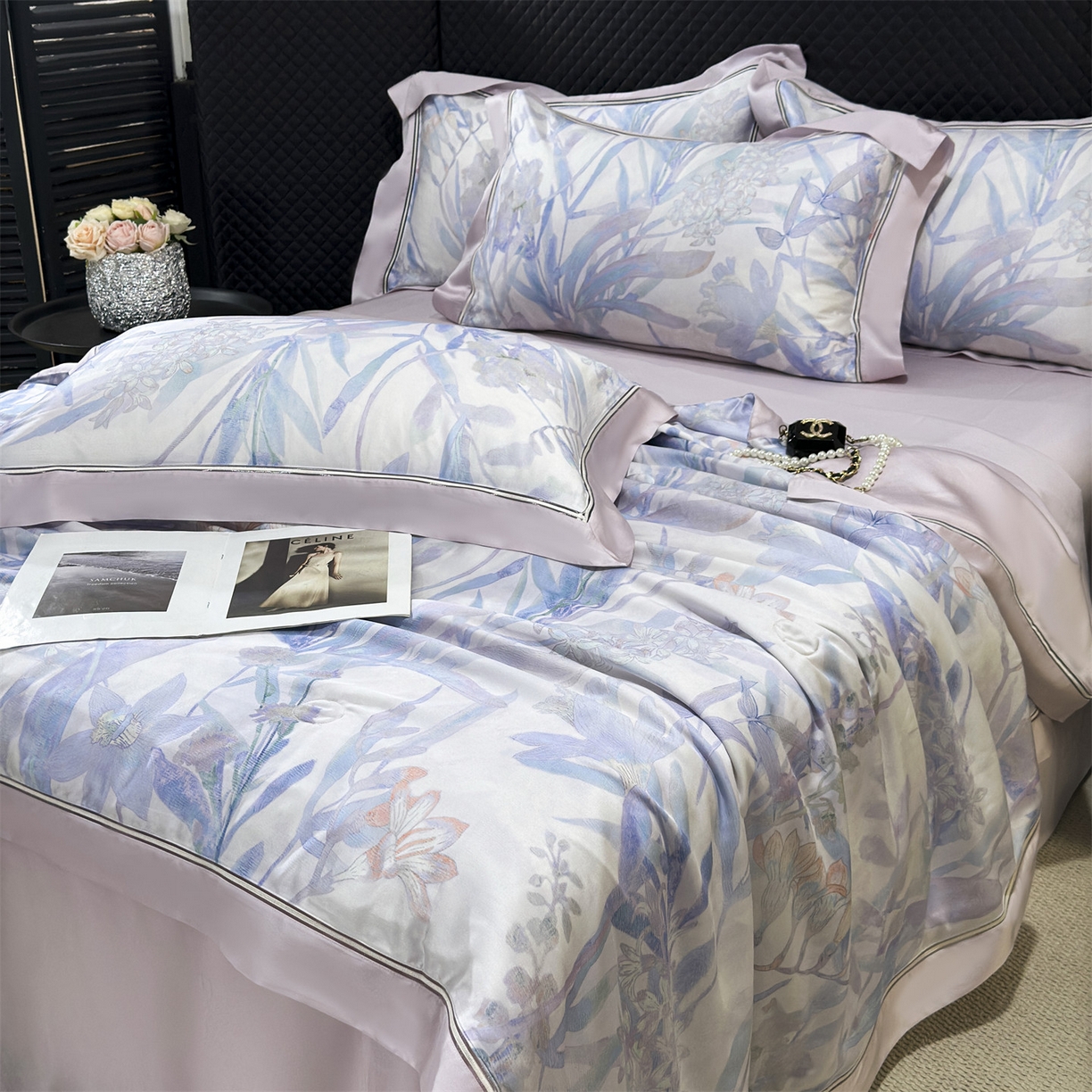 91家纺网 家纺一手货源 找家纺 岚司羽 2026春夏新款60天丝夏被四件套夏凉被空调被系列 森屿白