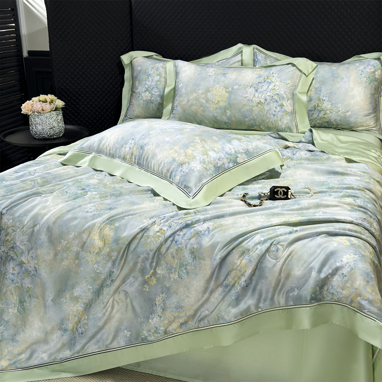 91家纺网 家纺一手货源 找家纺 岚司羽 2026春夏新款60天丝夏被四件套夏凉被空调被系列 晨露