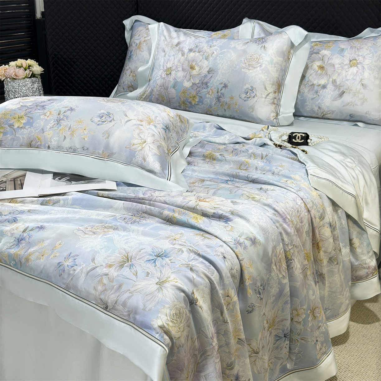 91家纺网 家纺一手货源 找家纺 岚司羽 2026春夏新款60天丝夏被四件套夏凉被空调被系列 汀兰