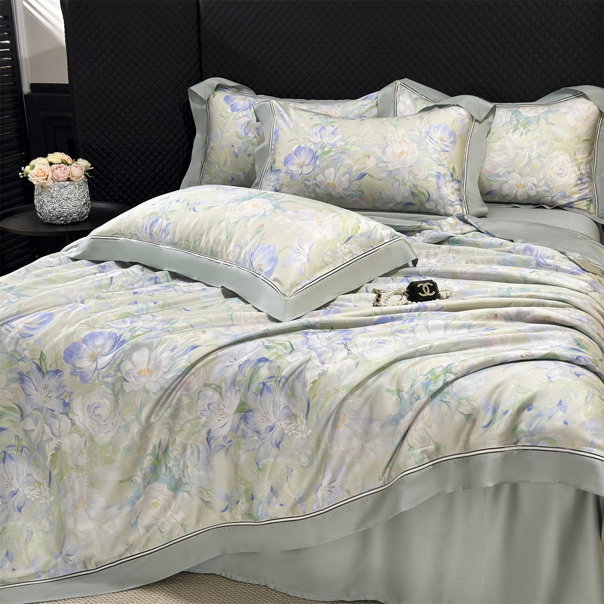 91家纺网 家纺一手货源 找家纺 岚司羽 2026春夏新款60天丝夏被四件套夏凉被空调被系列 柚青