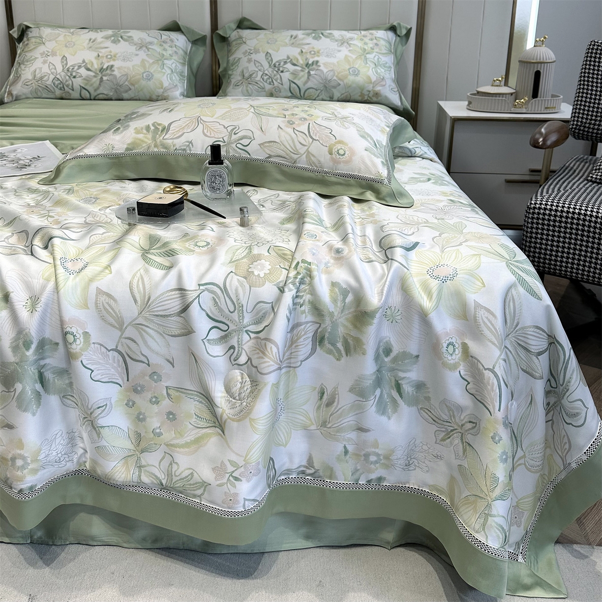 91家纺网 家纺一手货源 找家纺 岚司羽 2026春夏新款60天丝夏被四件套夏凉被空调被系列 茯苓