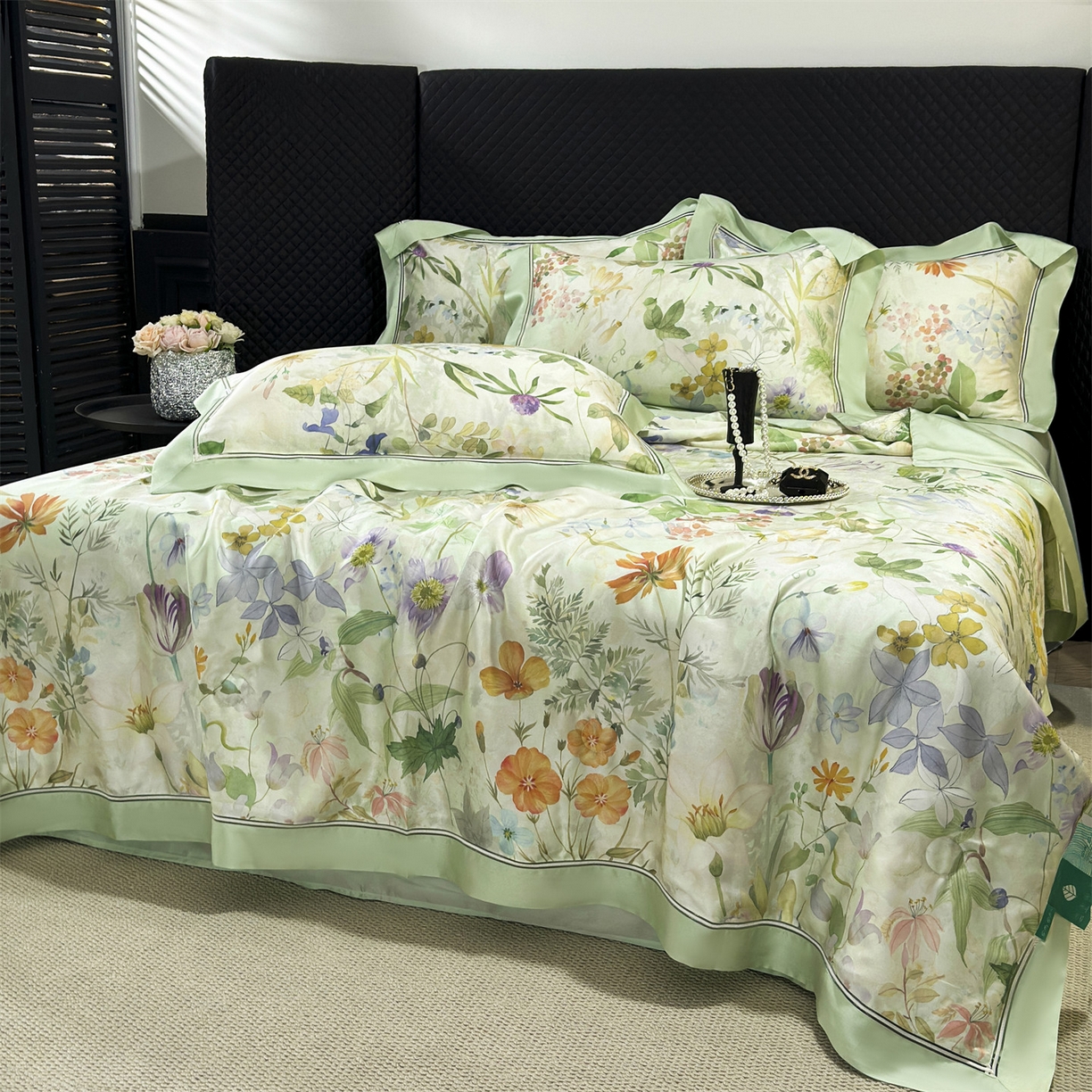 91家纺网 家纺一手货源 找家纺 岚司羽 2026春夏新款60天丝夏被四件套夏凉被空调被系列 蔓缕