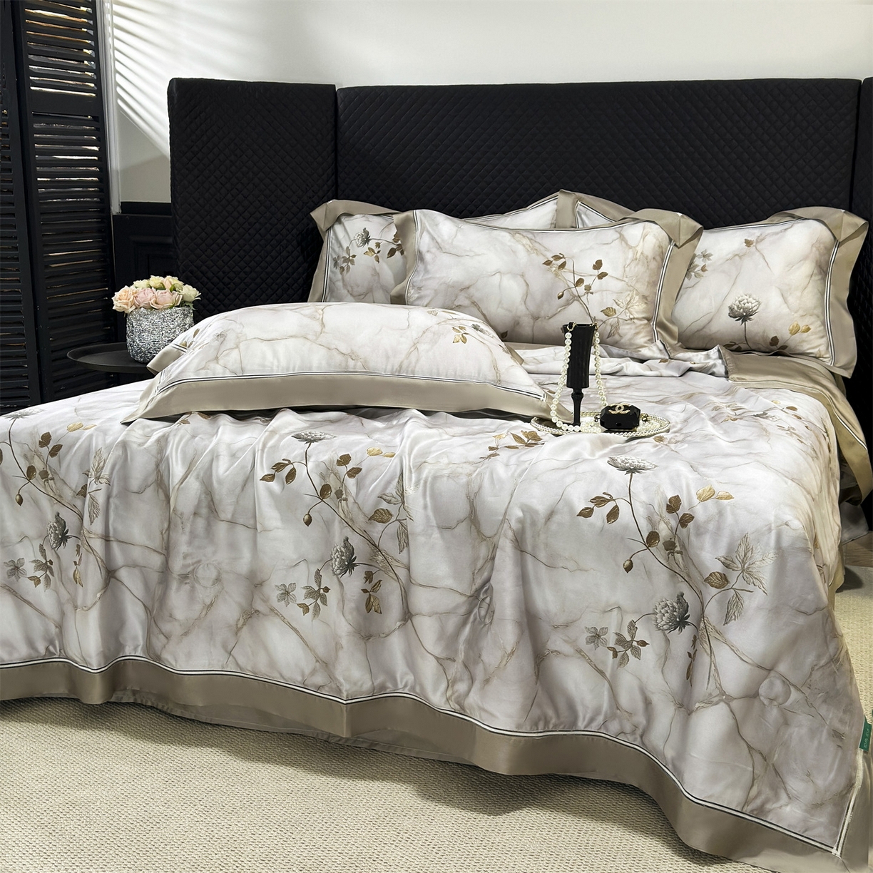 91家纺网 家纺一手货源 找家纺 岚司羽 2026春夏新款60天丝夏被四件套夏凉被空调被系列 春昼