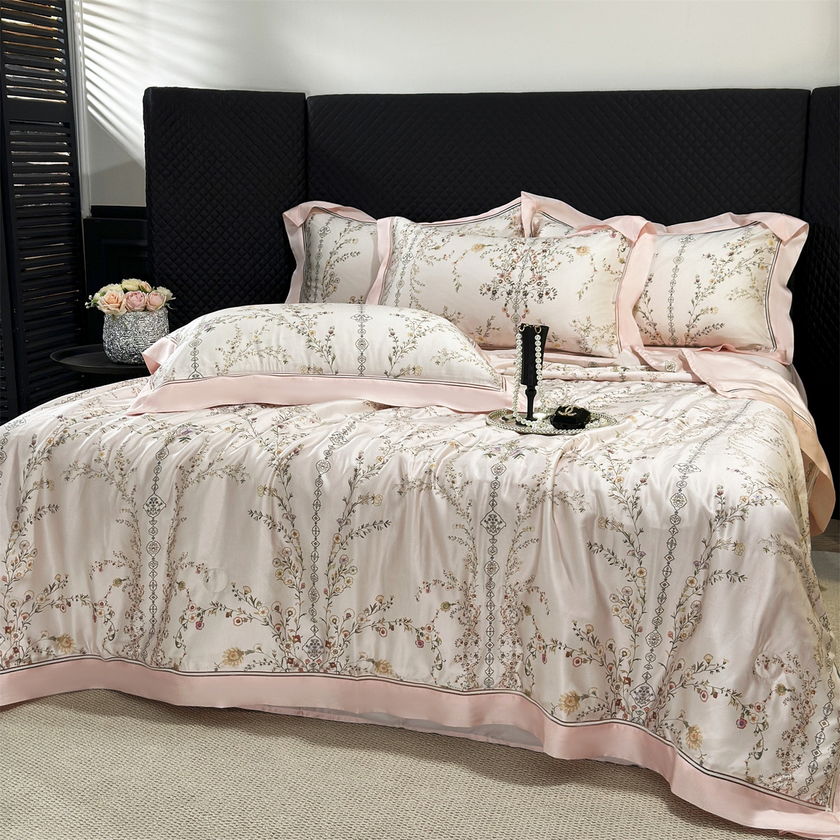 91家纺网 家纺一手货源 找家纺 岚司羽 2026春夏新款60天丝夏被四件套夏凉被空调被系列 栖光