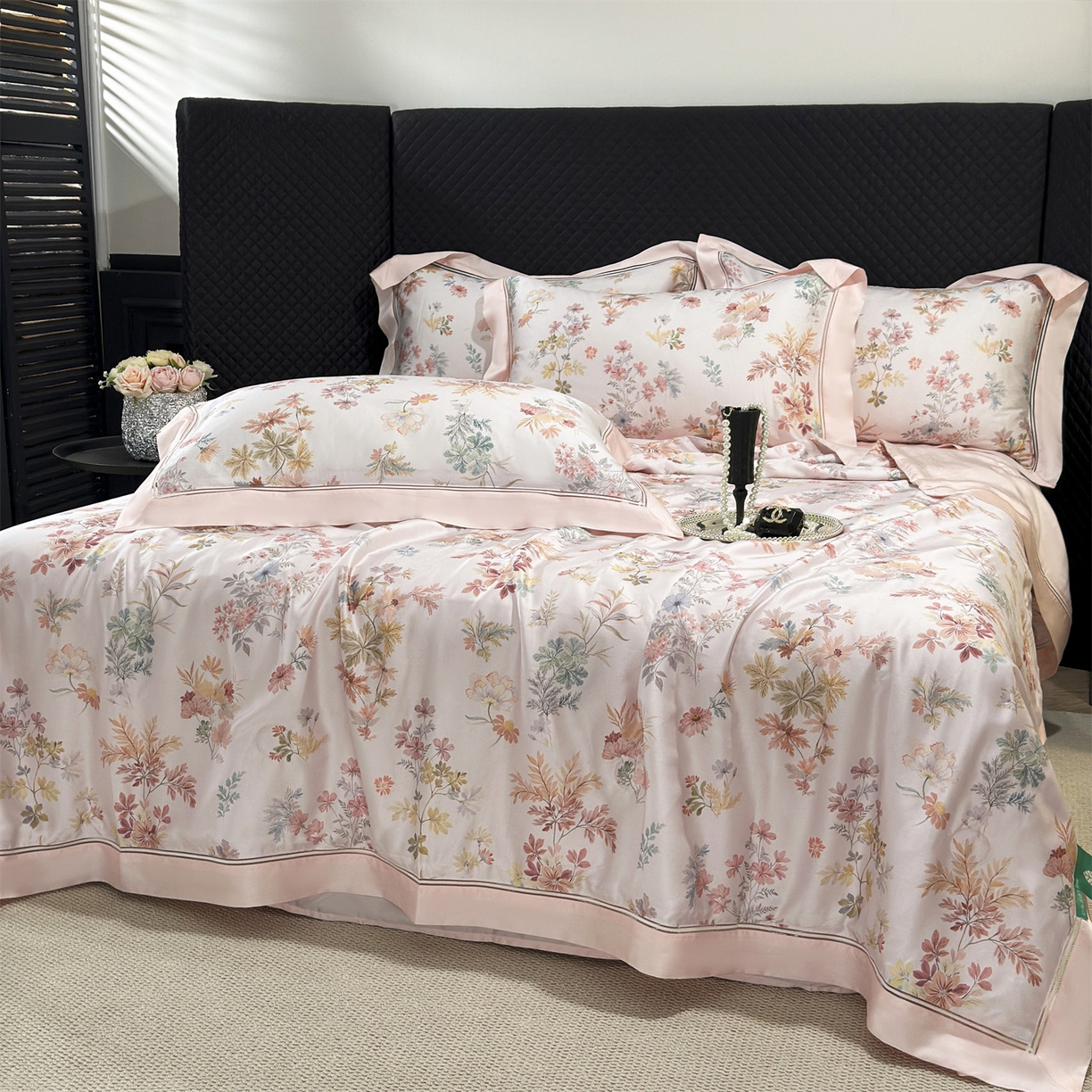 91家纺网 家纺一手货源 找家纺 岚司羽 2026春夏新款60天丝夏被四件套夏凉被空调被系列 甜美日记