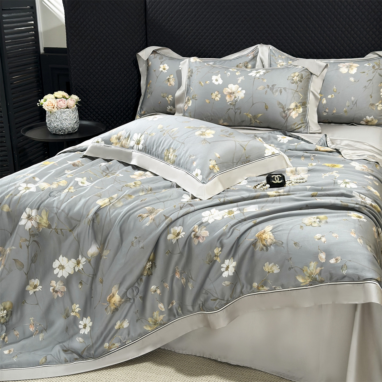 91家纺网 家纺一手货源 找家纺 岚司羽 2026春夏新款60天丝夏被四件套夏凉被空调被系列 苏叶