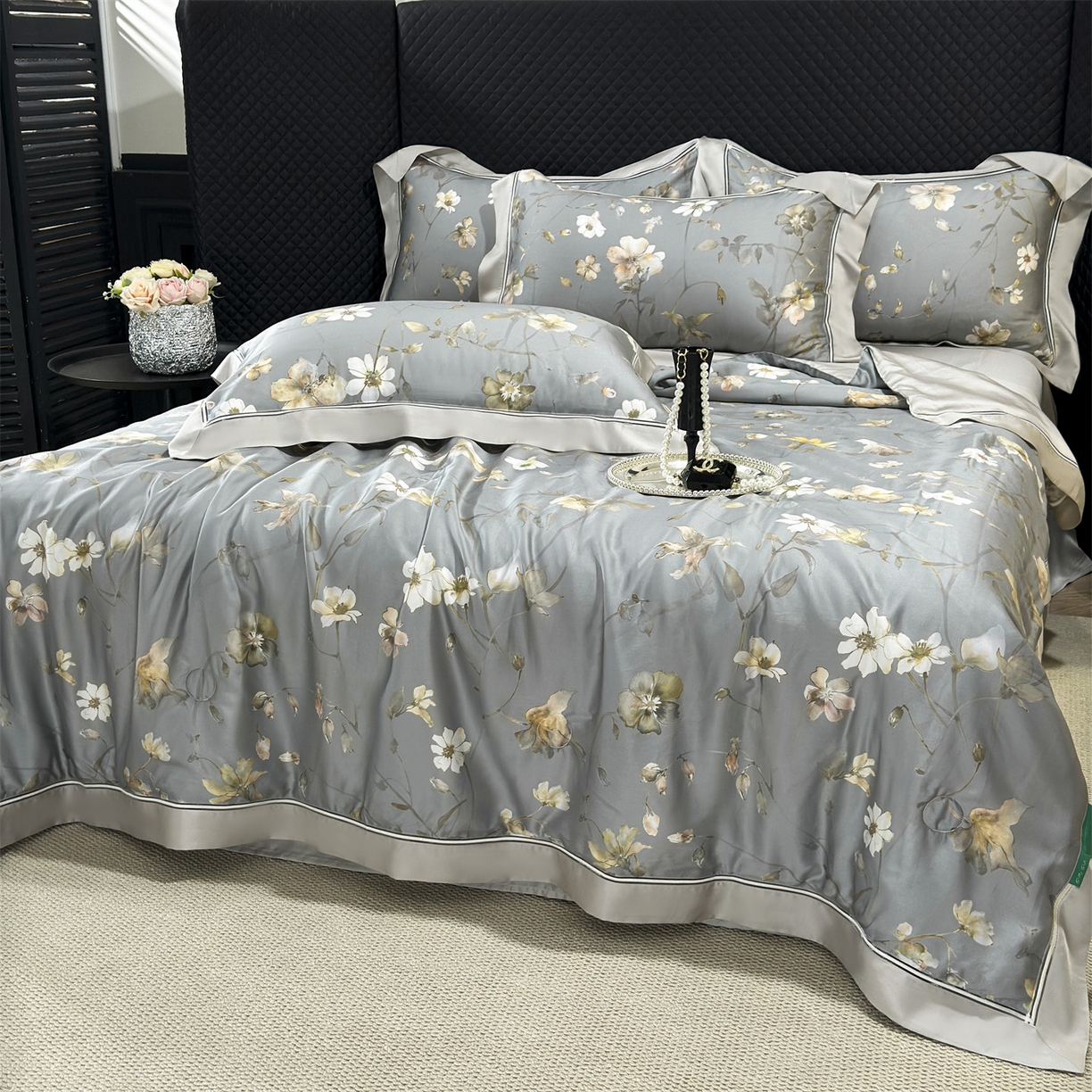 91家纺网 家纺一手货源 找家纺 岚司羽 2026春夏新款60天丝夏被四件套夏凉被空调被系列 苏叶