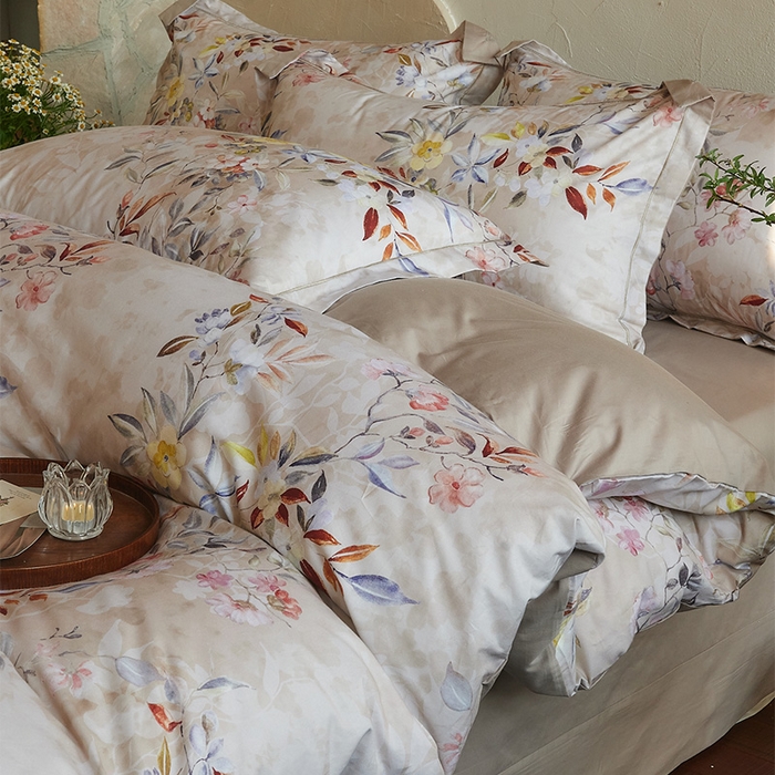 91家纺网 家纺一手货源 找家纺 润锦云 2026春夏新款全棉纯棉13372数码印花四件套 蔷薇花开-黄