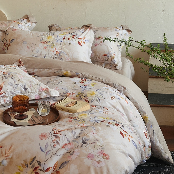 91家纺网 家纺一手货源 找家纺 润锦云 2026春夏新款全棉纯棉13372数码印花四件套 蔷薇花开-黄