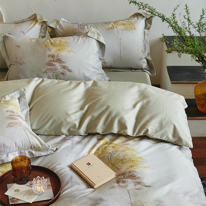 91家纺网 家纺一手货源 找家纺 润锦云 2026春夏新款全棉纯棉13372数码印花四件套 唯有暗香-绿