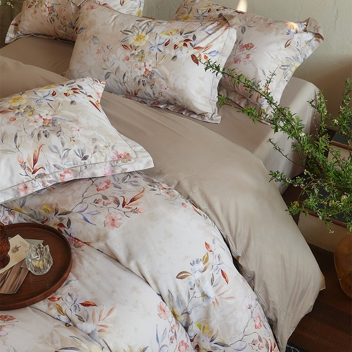 91家纺网 家纺一手货源 找家纺 润锦云 2026春夏新款全棉纯棉13372数码印花四件套 蔷薇花开-黄