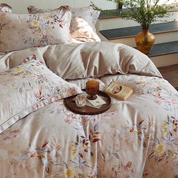 91家纺网 家纺一手货源 找家纺 润锦云 2026春夏新款全棉纯棉13372数码印花四件套 蔷薇花开-黄