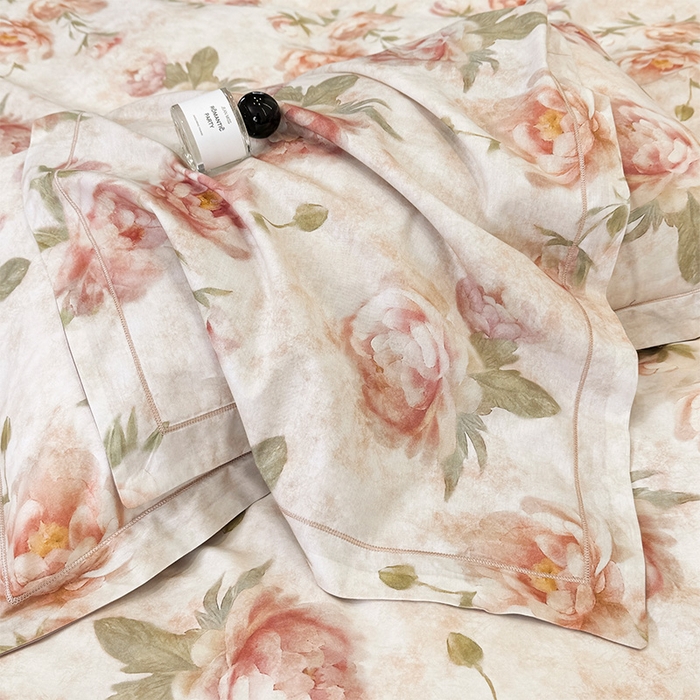 91家纺网 家纺一手货源 找家纺 润锦云 2026春夏新款全棉纯棉13372数码印花四件套 花情共舞-米